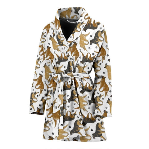 Belgian Tervuren Dog Pattern Print Women's Bath Robe-Free Shipping