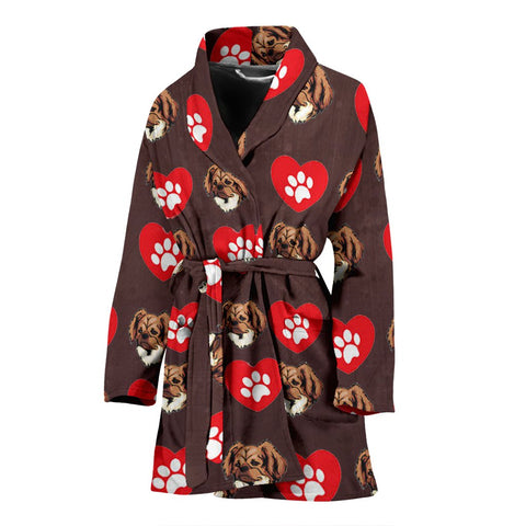 Tibetan Spaniel Patterns Print Women's Bath Robe-Free Shipping