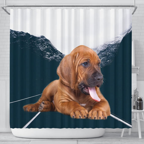 Bloodhound Puppy Print Shower Curtain-Free Shipping