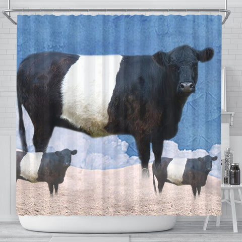 Amazing Belted Galloway Cattle (Cow) Print Shower Curtain-Free Shipping