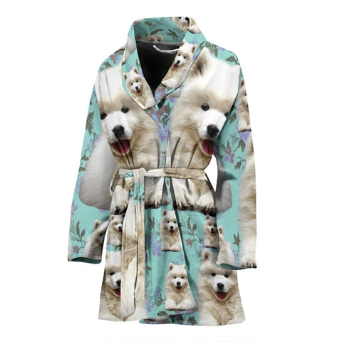 Samoyed Dog Art Print Women's Bath Rob-Free Shipping