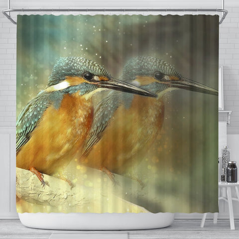 Kingisher Bird Art Print Shower Curtains-Free Shipping