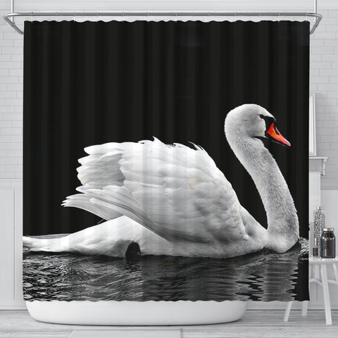 Lovely Swan Bird Print Shower Curtains-Free Shipping