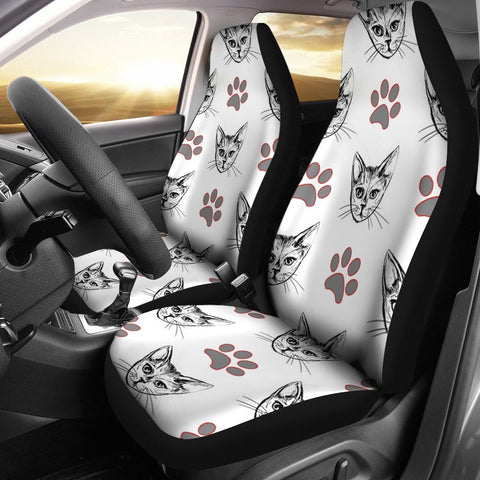 Cute Cat and Paws Print Car Seat Covers-Free Shipping