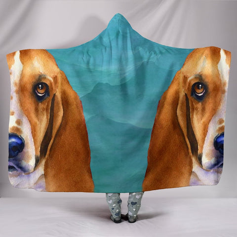 Basset Hound Dog Art Print Limited Edition Hooded Blanket-Free Shipping