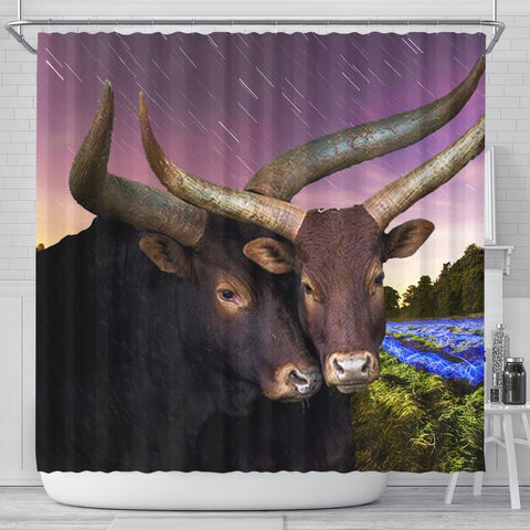 Ankole Watusi Cattle (Cow) Print Shower Curtains-Free Shipping