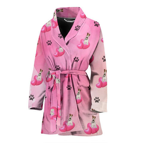 Wire Fox Terrier dog Patterns Print Women's Bath Robe-Free Shipping