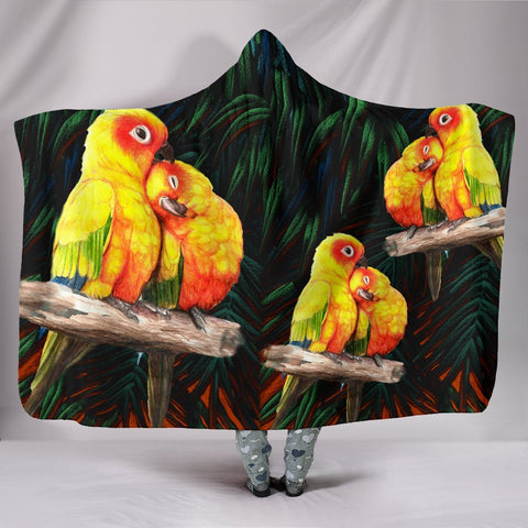 Sun Conure Parrot Print Hooded Blanket-Free Shipping