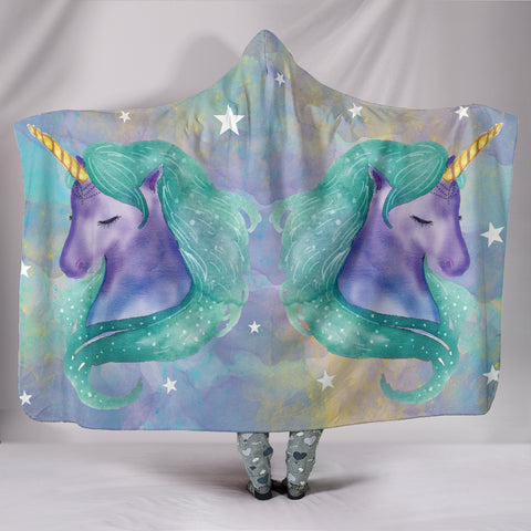 Unicorn Watercolor Hooded Blanket