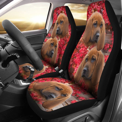 Redbone Coonhound On Flower Print Car Seat Covers-Free Shipping