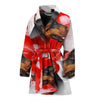 Dobermann On White Print Women's Bath Robe-Free Shipping