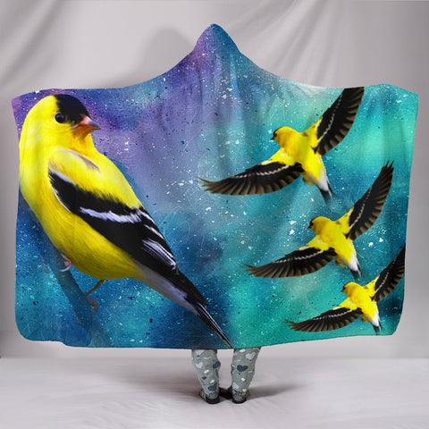 American GoldFinch Bird Print Hooded Blanket-Free Shipping