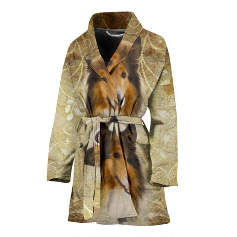 Lovely Collie Print Women's Bath Robe-Free Shipping