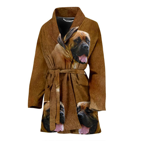 Amazing South African Boerboel Dog Print Women's Bath Robe-Free Shipping