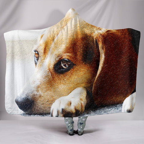 Beagle Dog Art Print Hooded Blanket-Free Shipping