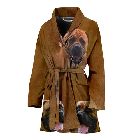 South African Boerboel Print Women's Bath Robe-Free Shipping