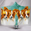 Papillon Dog Art Print Hooded Blanket-Free Shipping