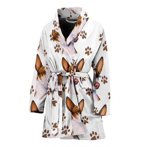 Ibizan Dog Print Women's Bath Robe-Free Shipping