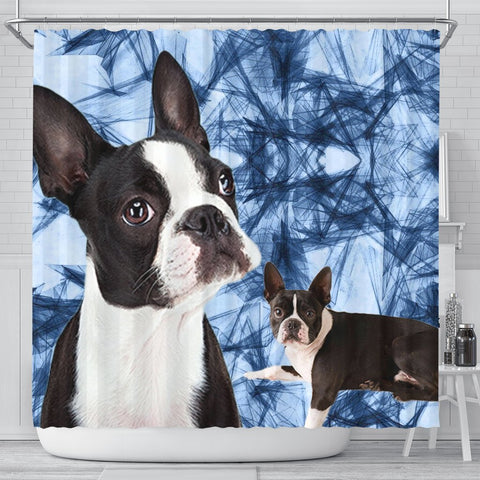 Boston Terrier Print Shower Curtain-Free Shipping