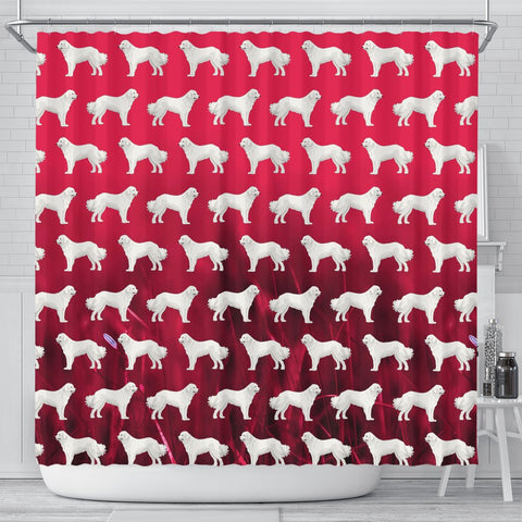 Great Pyrenees Dog On Red Print Shower Curtains-Free Shipping
