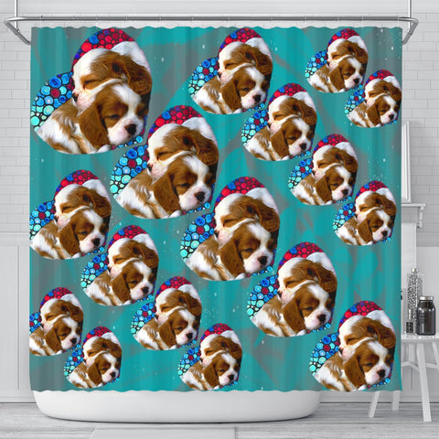 Cavalier King Charles Spaniel Dog On Heart Print Shower Curtains-Free Shipping