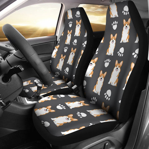 Pembroke Welsh Corgi With Paws Print Car Seat Covers-Free Shipping