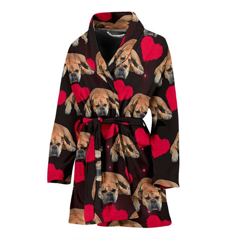 Bullmastiff Dog Patterns Print Women's Bath Robe-Free Shipping