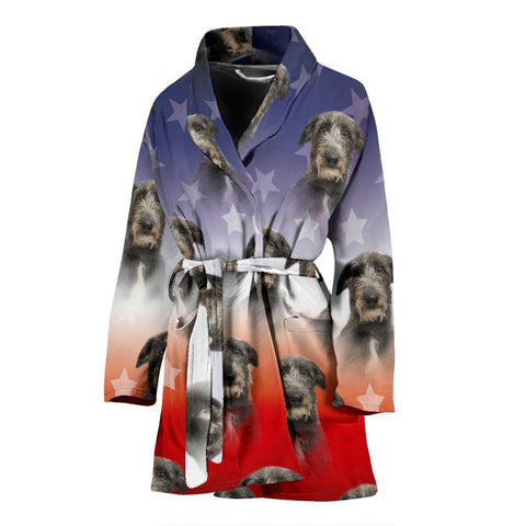 Scottish Deerhound Dog Print Women's Bath Robe-Free Shipping