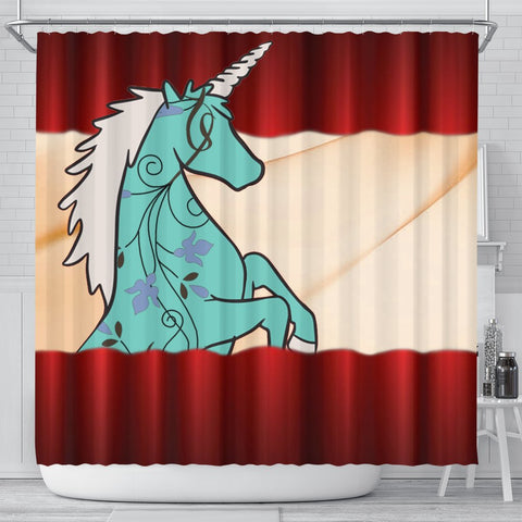 Unicorn Floral Print Shower Curtain-Free Shipping