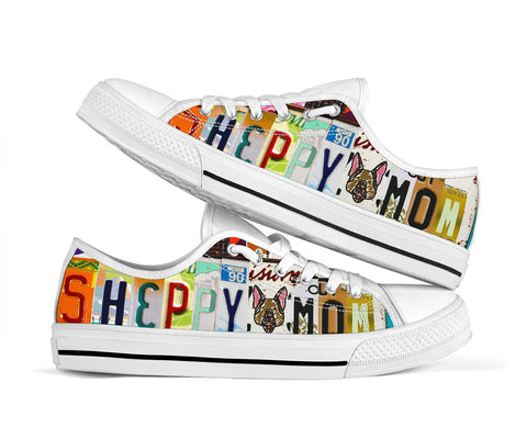 Sheppy Mom Low Top Shoes License Plate Design- Perfect Sheppy Owner Gift