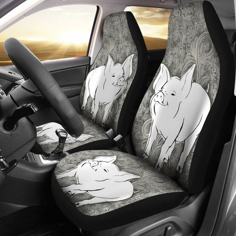 Middle White Pig Print Car Seat Covers-Free Shipping