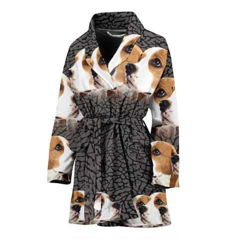 Beagle Dog 3D Print Women's Bath Robe-Free Shipping