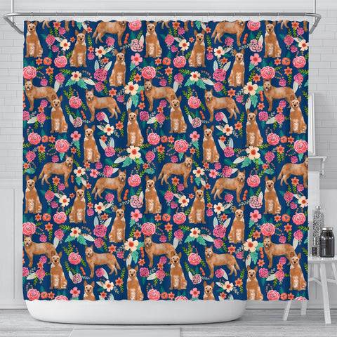 Australian Cattle Dog Floral Print Shower Curtains-Free Shipping