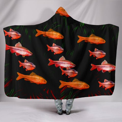 Cherry Barb Fish Print Hooded Blanket-Free Shipping