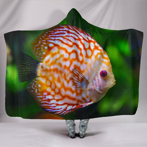 Discus Fish Print Hooded Blanket-Free Shipping