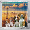 Beagle Print Shower Curtain-Free Shipping