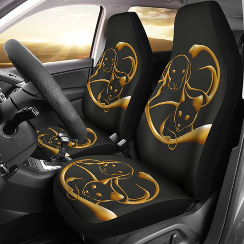 Cat And Dog Golden Art Print Car Seat Covers-Free Shipping