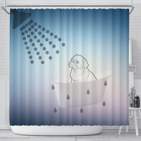 Cute Pug Dog Bath In Bathtub Print Shower Curtain-Free Shipping