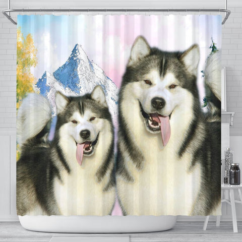 Cute Alaskan Malamute Print Shower Curtains-Free Shipping