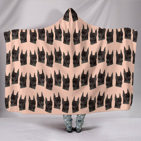 Doberman Pinscher Dog Pattern Print Hooded Blanket-Free Shipping