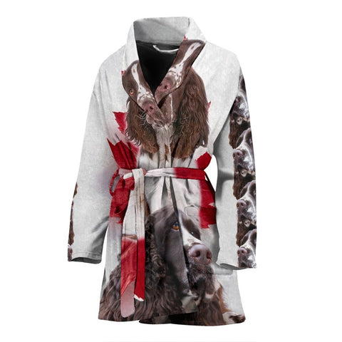 English Springer Spaniel Print Women's Bath Robe-Free Shipping