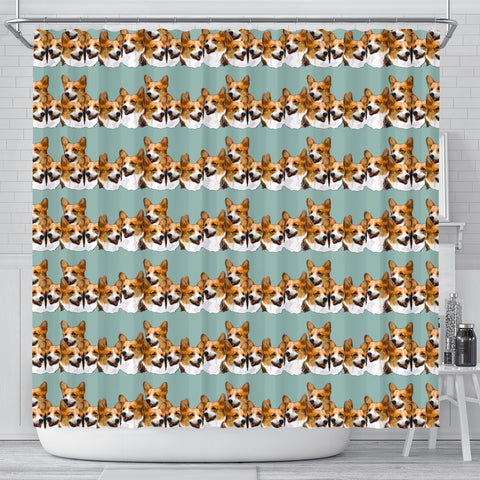 Cardigan Welsh Corgi Dog In Lots Print Shower Curtains-Free Shipping