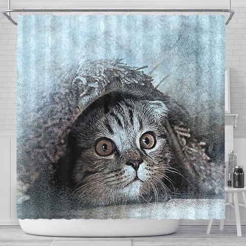 Lovely Cat Art Print Shower Curtains-Free Shipping