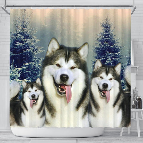 Alaskan Malamute Print Shower Curtain-Free Shipping