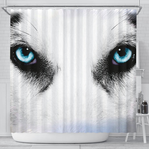 Siberian Husky Face Print Shower Curtains-Free Shipping