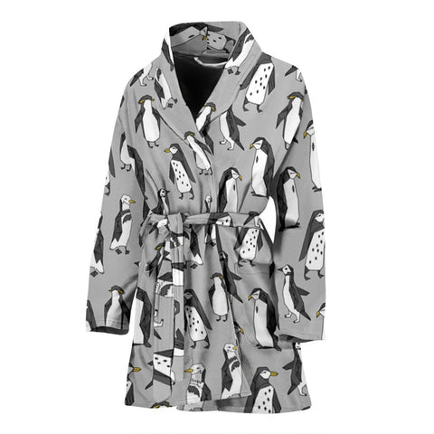 Penguin Bird Pattern Print Women's Bath Robe-Free Shipping