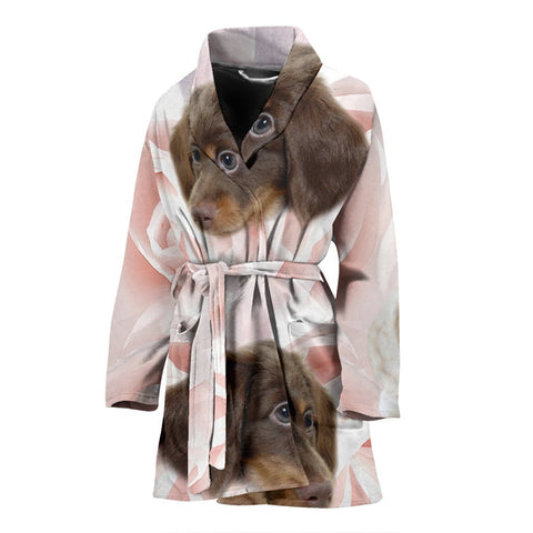 Dachshund Print Women's Bath Robe-Free Shipping