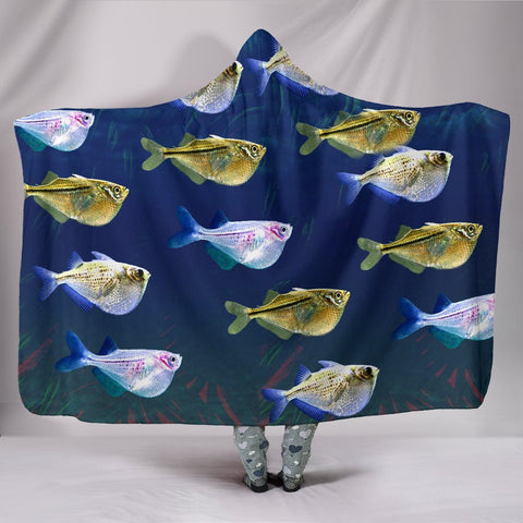 Common Hatchetfish Print Hooded Blanket-Free Shipping