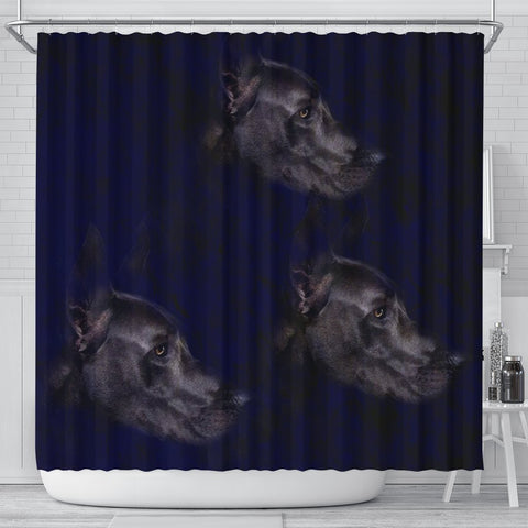 Black Great Dane Dog Art Print Shower Curtains-Free Shipping