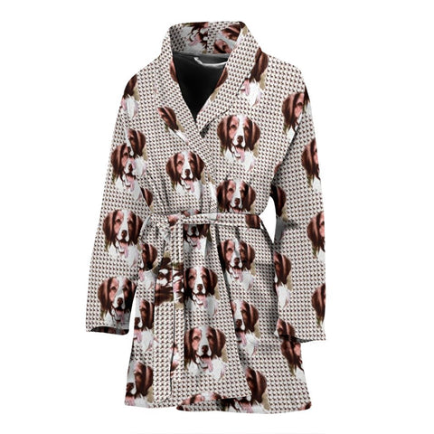 Brittany Dog Pattern Print Women's Bath Robe-Free Shipping